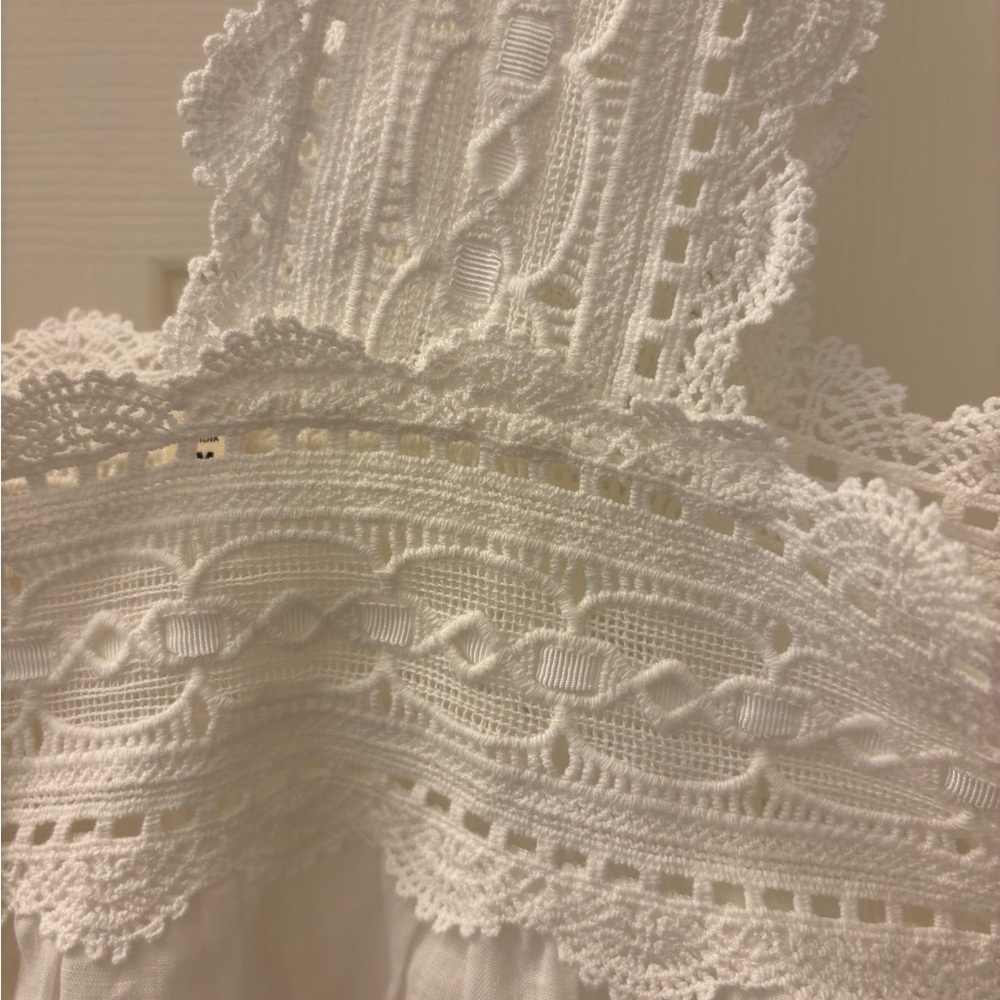 Doen White Linen Lace-Trim Button Front Tank - Picture 2 of 5